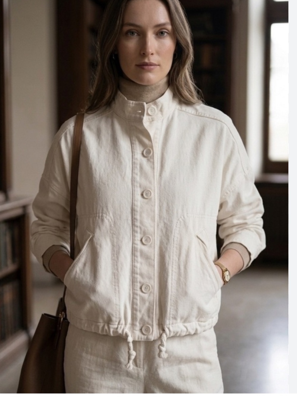 Max Studio Cream Utility Jacket